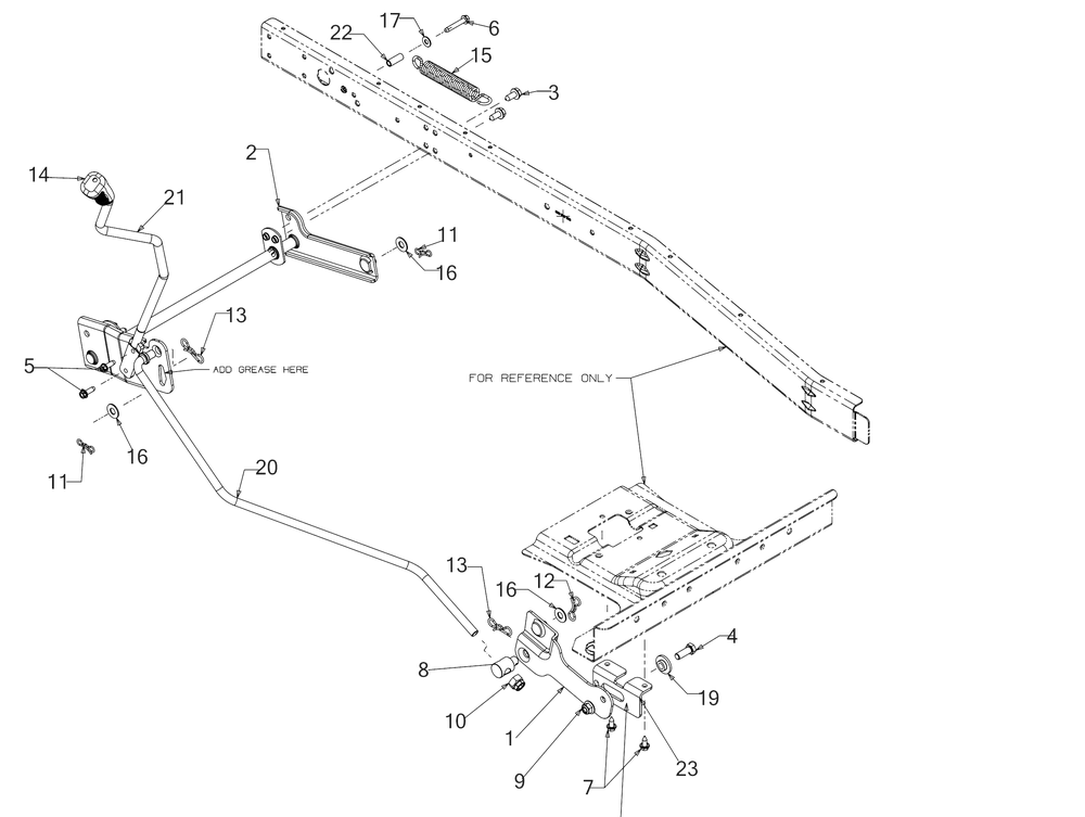 Deck Lift Diagram and Parts List for CC30E (33BA27JDB10)(2023) Cub Cadet Lawn Tractor Accessories